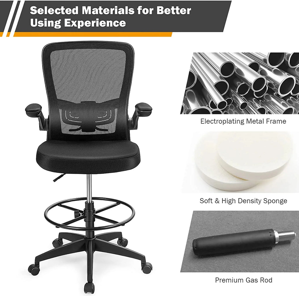 Black Ergonomic Tall Office Chair with Footrest H205051