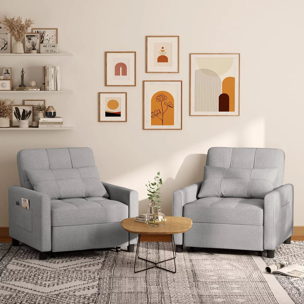 Grey Convertible Chair Single Bed M784