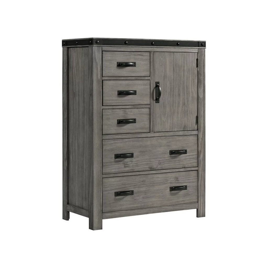 Gray Solid Wood 5-Drawer Chest V834303