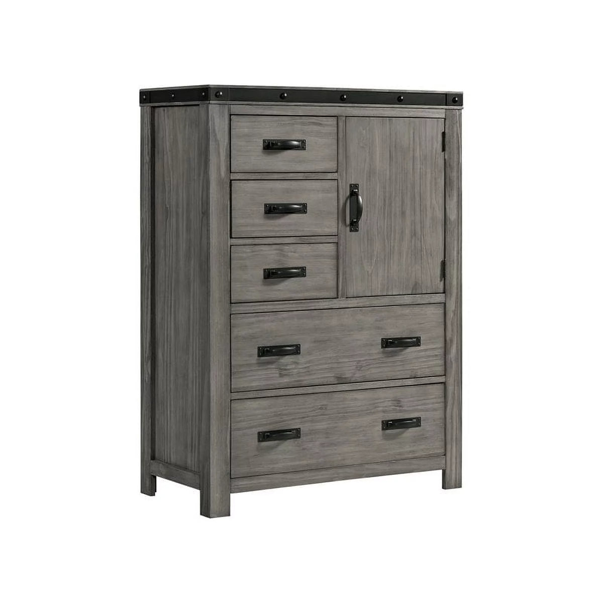 Gray Solid Wood 5-Drawer Chest V834303