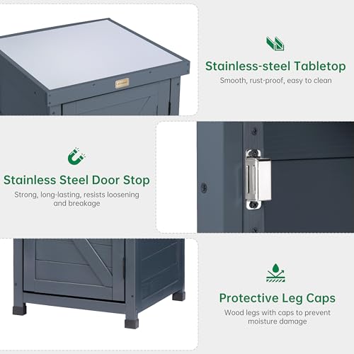 Outdoor Storage Cabinet with Metal Tabletop & Shelves U29771