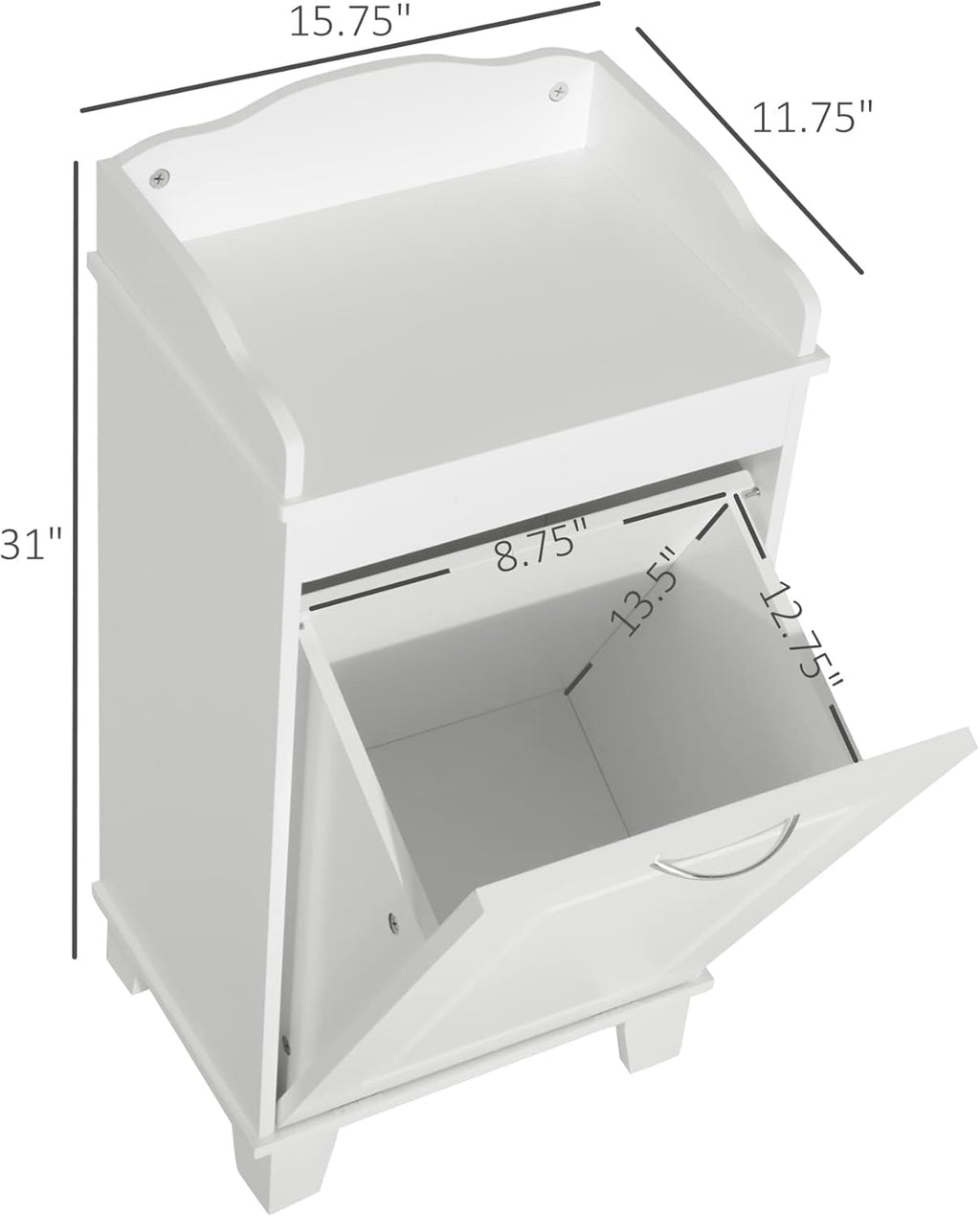 White Tilt Out Laundry Hamper Storage Cabinet H1032