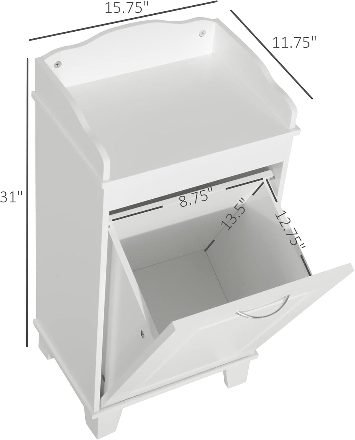 White Tilt Out Laundry Hamper Storage Cabinet H1032
