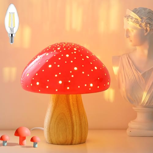 Pink Ceramic Mushroom Lamp N591