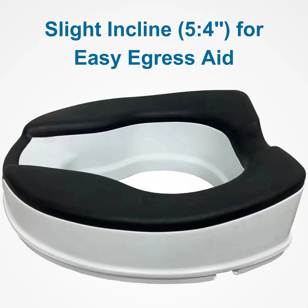 4-inch Raised Toilet Seat, Black Padded, Adjustable White D7171