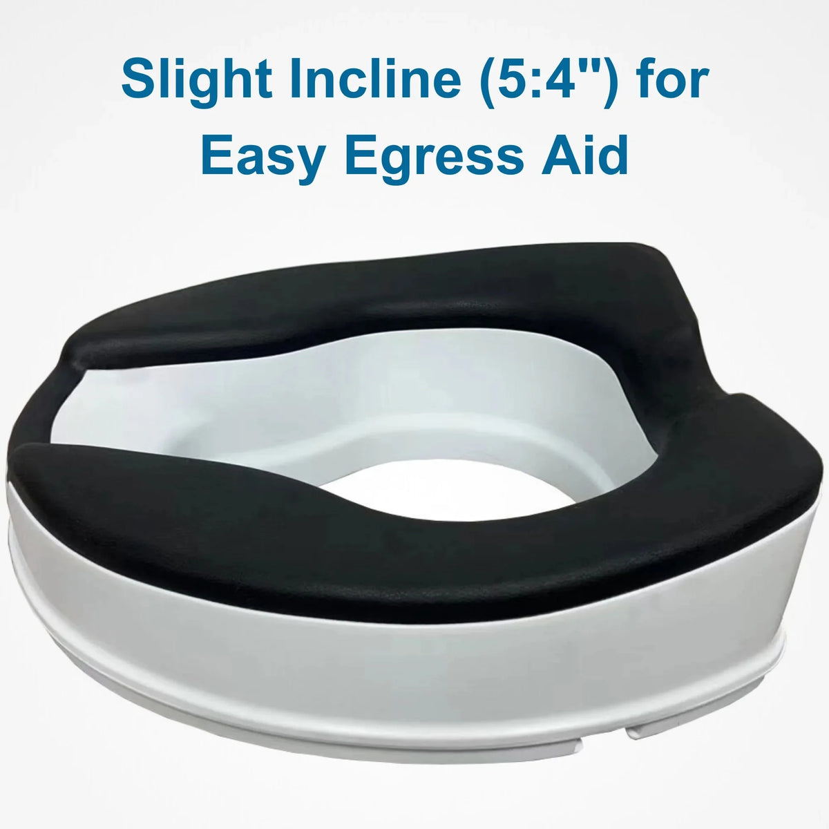 4-inch Raised Toilet Seat, Black Padded, Adjustable White D7171