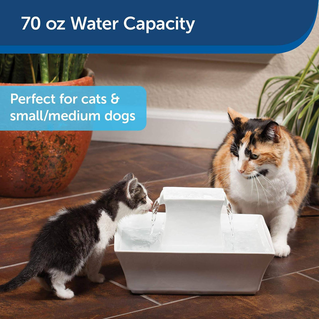 Ceramic Dog and Cat Water Fountain White 70 oz I125