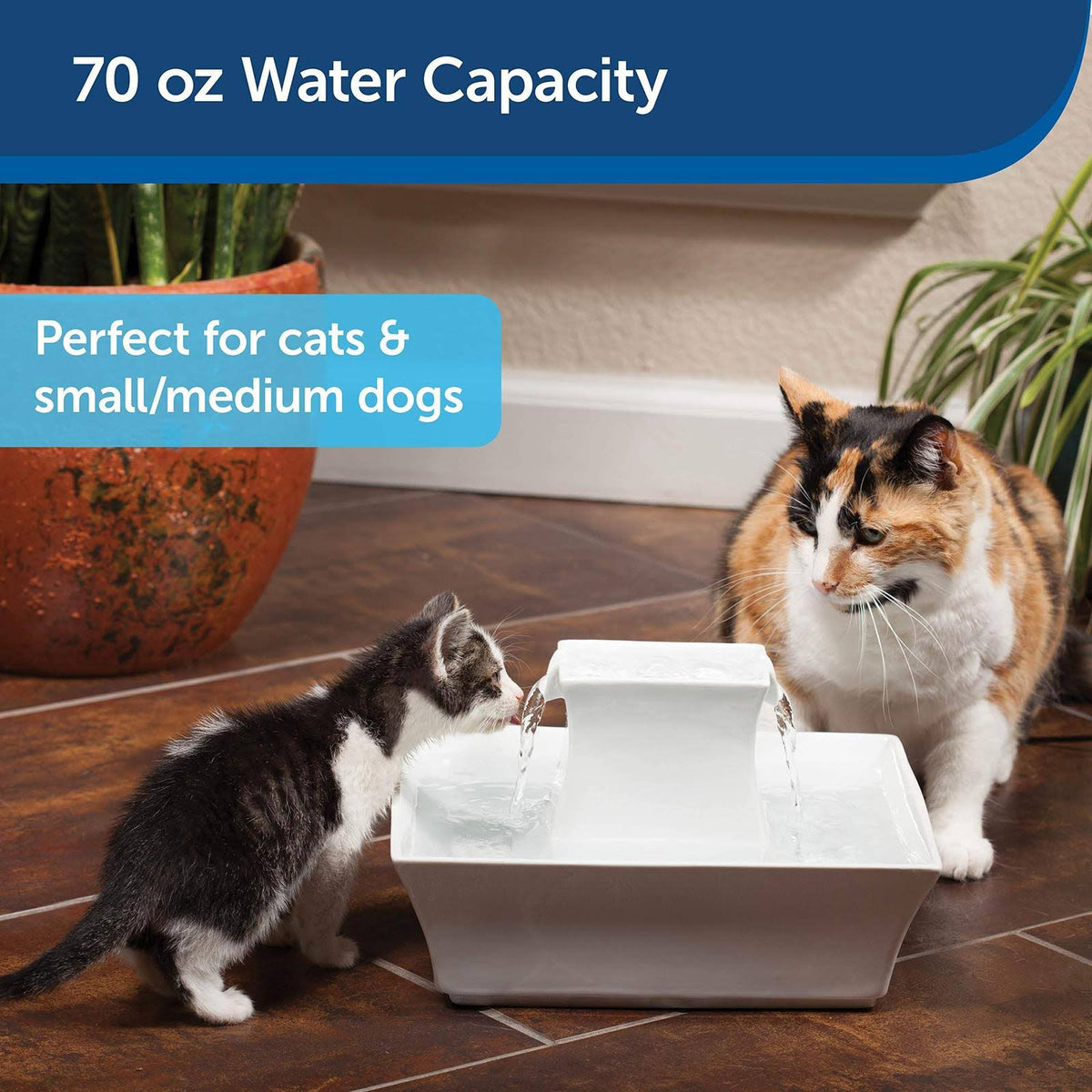Ceramic Dog and Cat Water Fountain White 70 oz I125