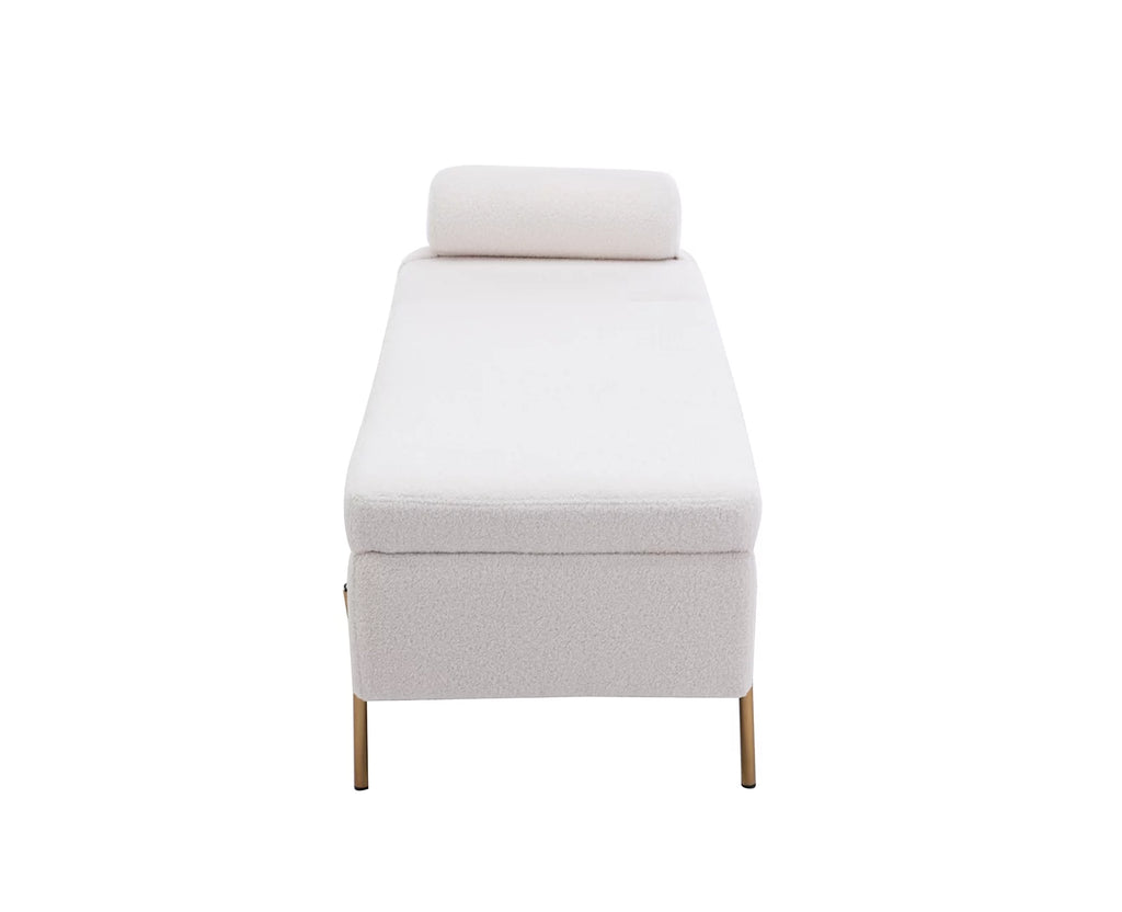 54 inches Faux Fur Upholstered Storage Bench with Gold Legs O773606