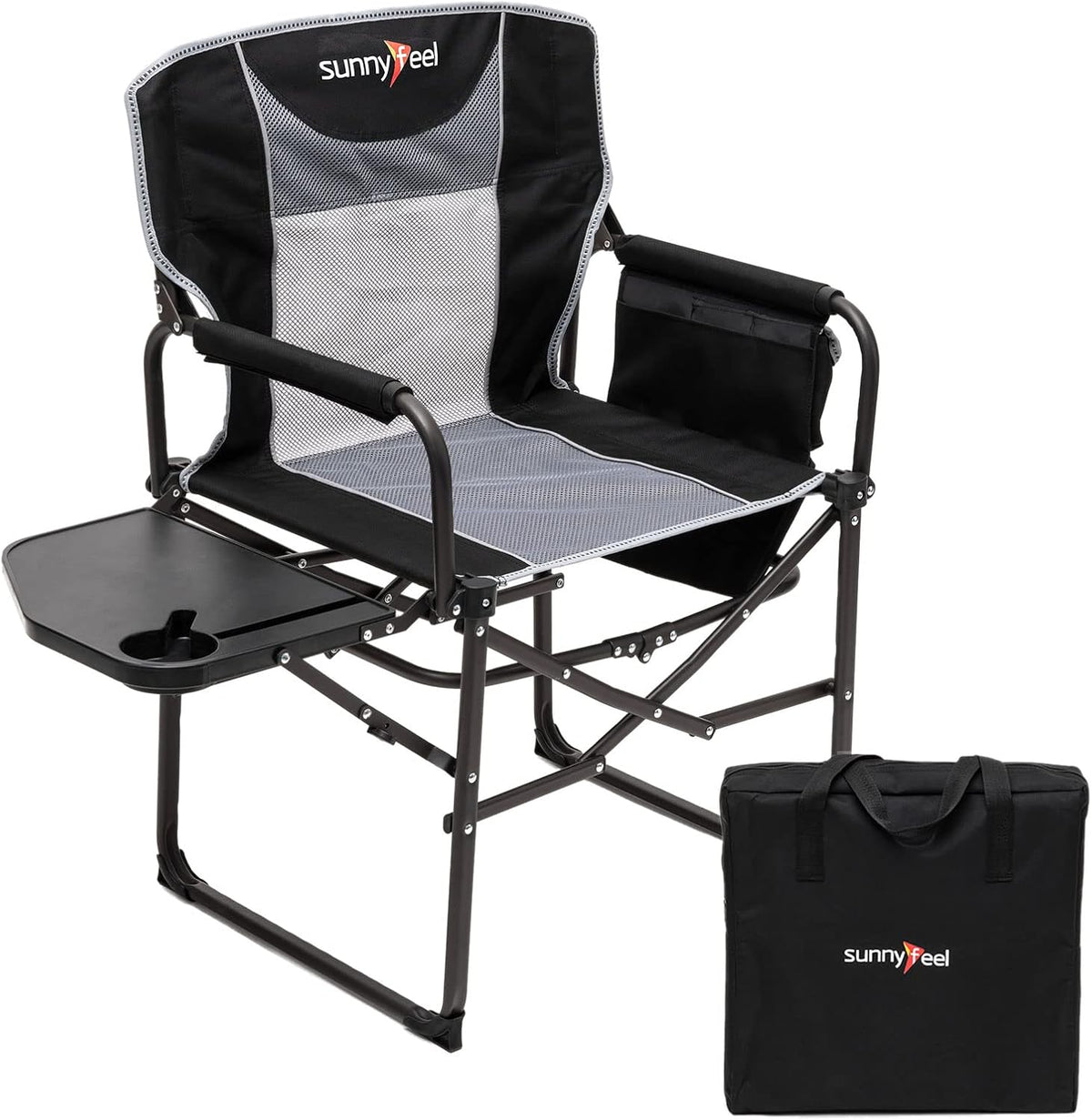 Oversized Heavy Duty Folding Camping Chair with Side Table O529199