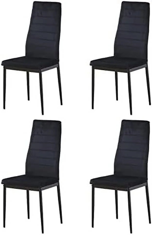 Rectangular Dining Table Chair Set with Glass Stainless Steel Legs E488