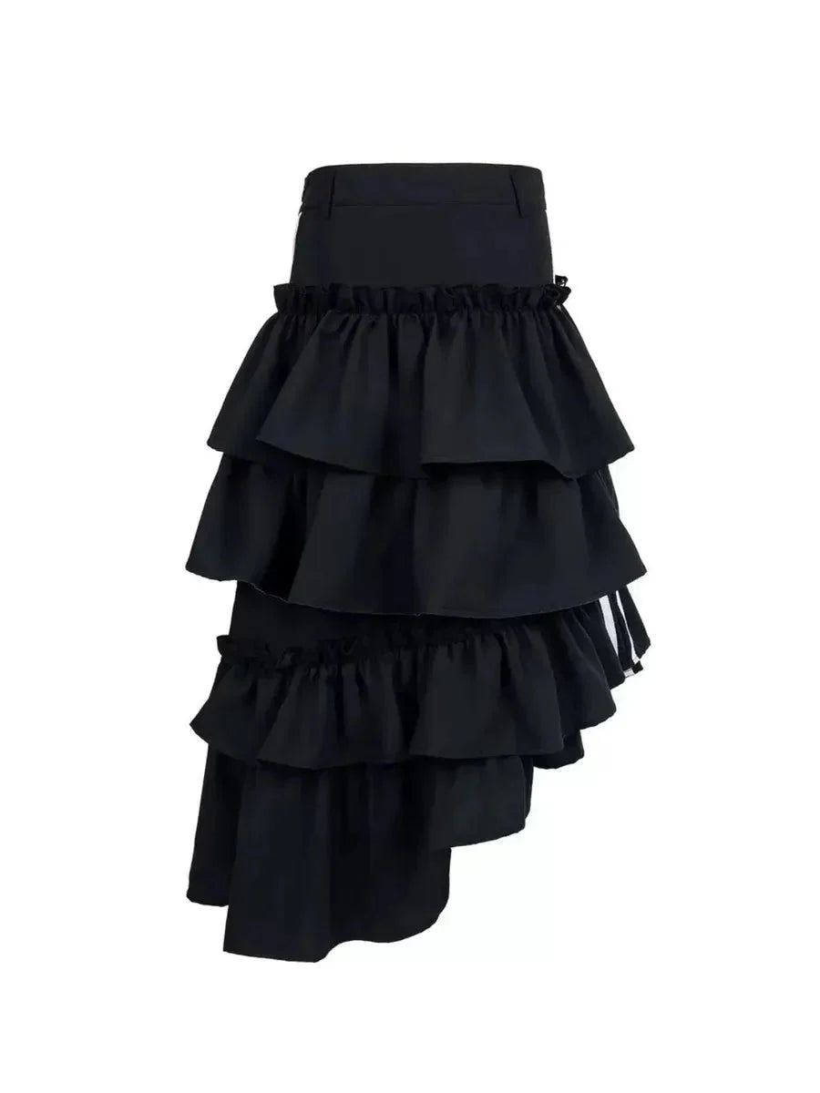 Striped Ruffle Irregular Midi Dress P985