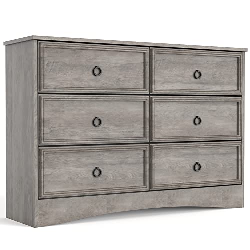 Gray 6 Drawer Dresser with Strip Lights U10348