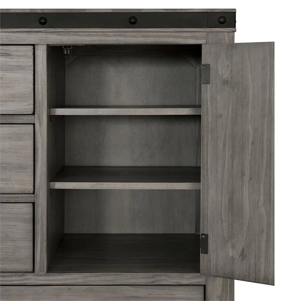 Gray Solid Wood 5-Drawer Chest V834303