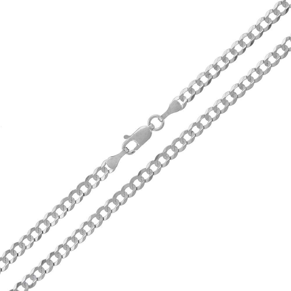 14K White Gold 3.5mm Solid Cuban Chain Necklace J727995