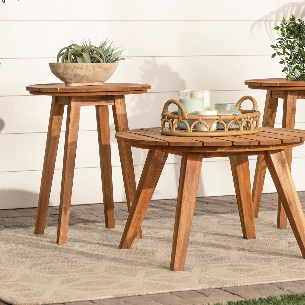 Acacia 3-Piece Round Patio Table Set Brown Q579543