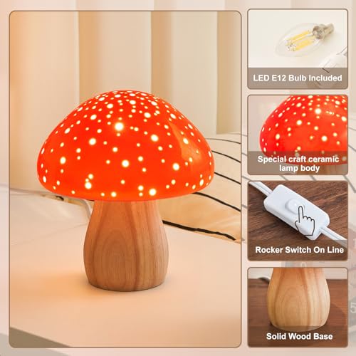 Pink Ceramic Mushroom Lamp N591