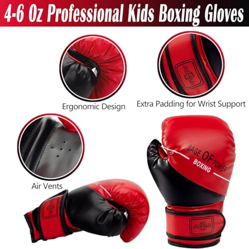 Kids Boxing Gloves and Punching Mitts Set with Reflex Ball Y2072