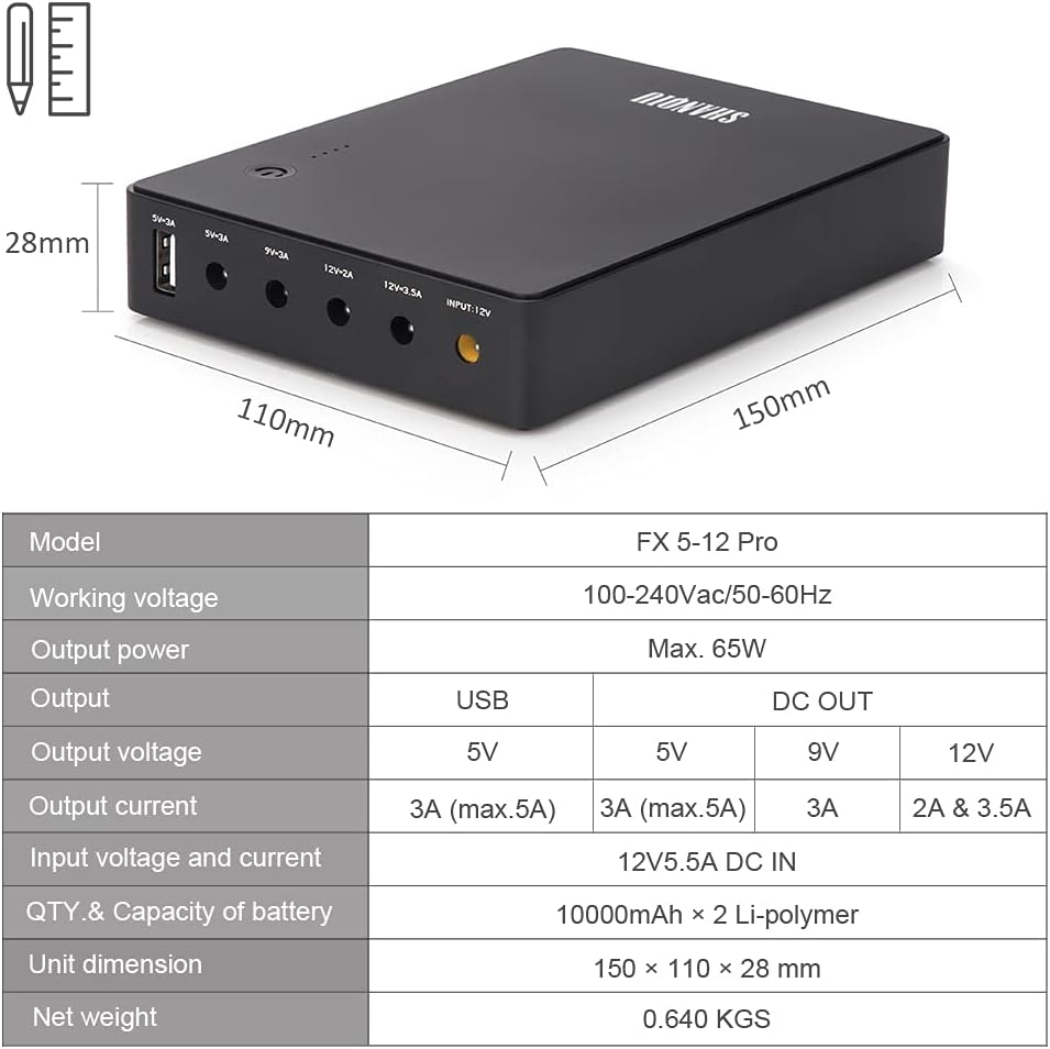 Mini UPS Battery Backup Uninterruptible Power Supply with 10000mAh Power Bank L966178
