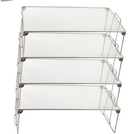 Stackable Mesh Shelving Rack (Set of 4), Silver Z891