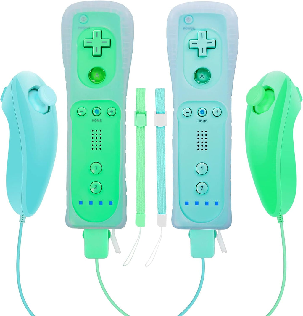 2 Packs Wireless Controller and Nunchuck Joystick with Silicone Case and Wrist Strap Z8784