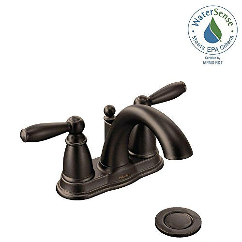 Oil Rubbed Bronze Two-Handle Low Arc Centerset Bathroom Faucet with Drain Assembly O5134