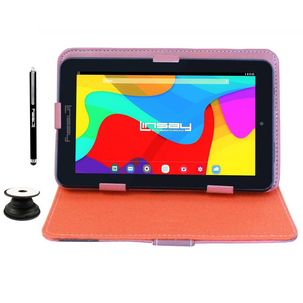 7 in. 2GB Ram 32GB Storage Android 10 Tablet with Leather Case, Holder and Pen, Purple W533