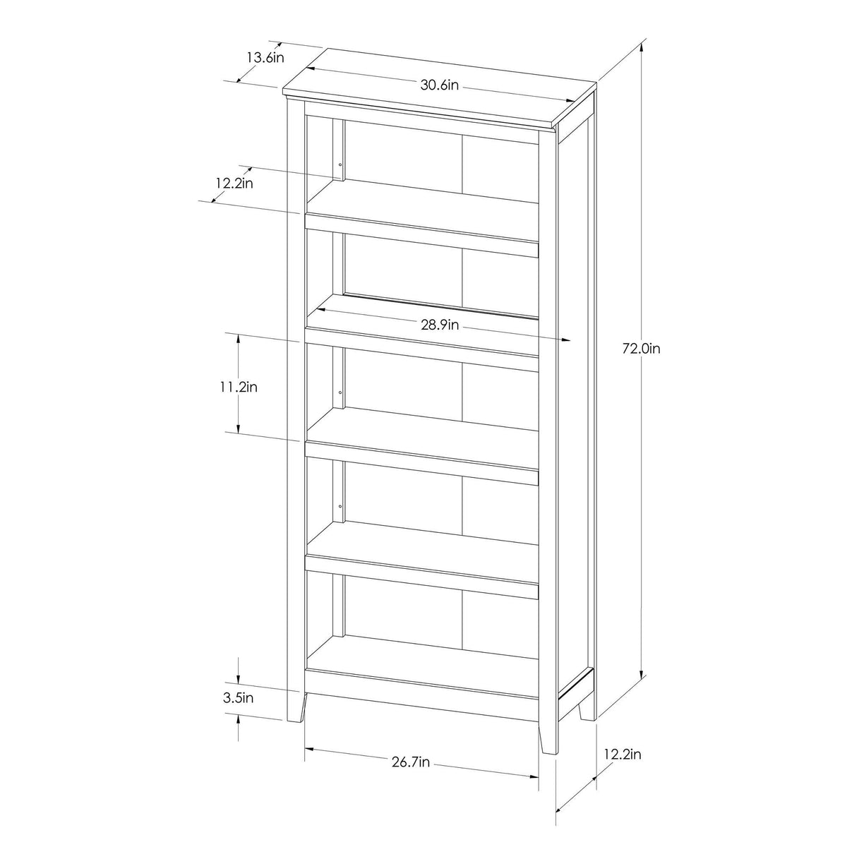 5-Shelf Bookcase Y7024