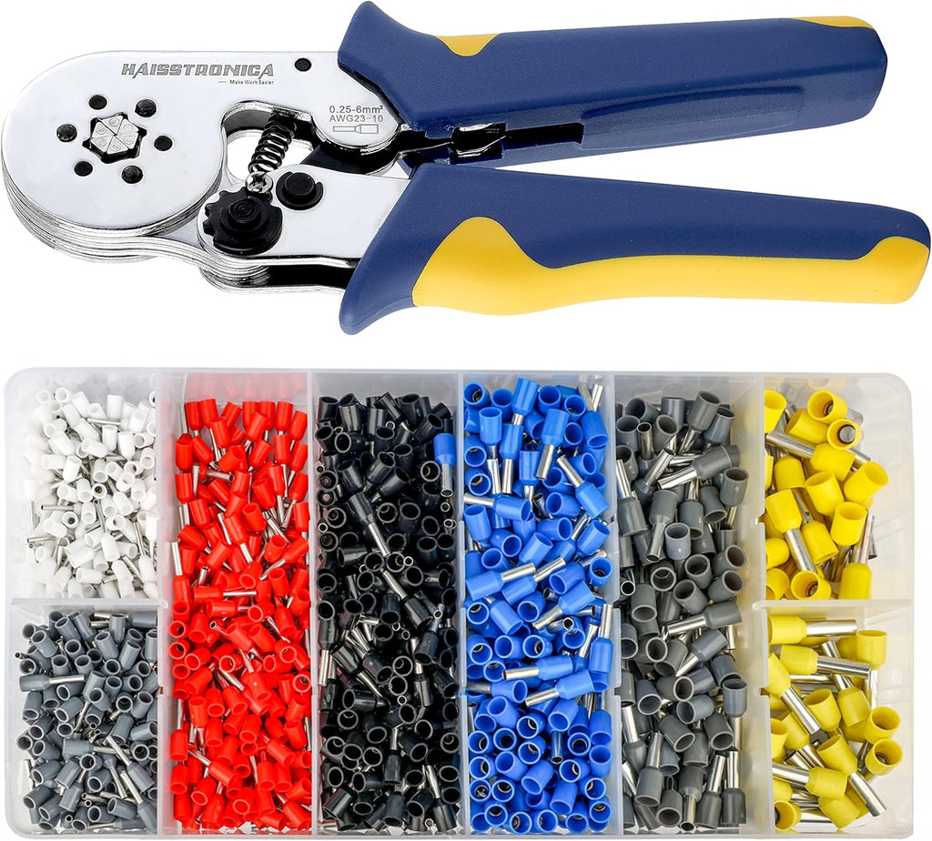 Hexagonal Wire Crimper Plier with 1200PCS Red Copper Wire End Terminals R341923
