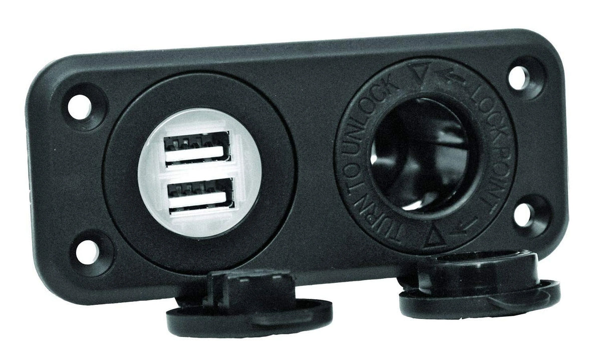 12V Receptacle with Dual USB Ports P442