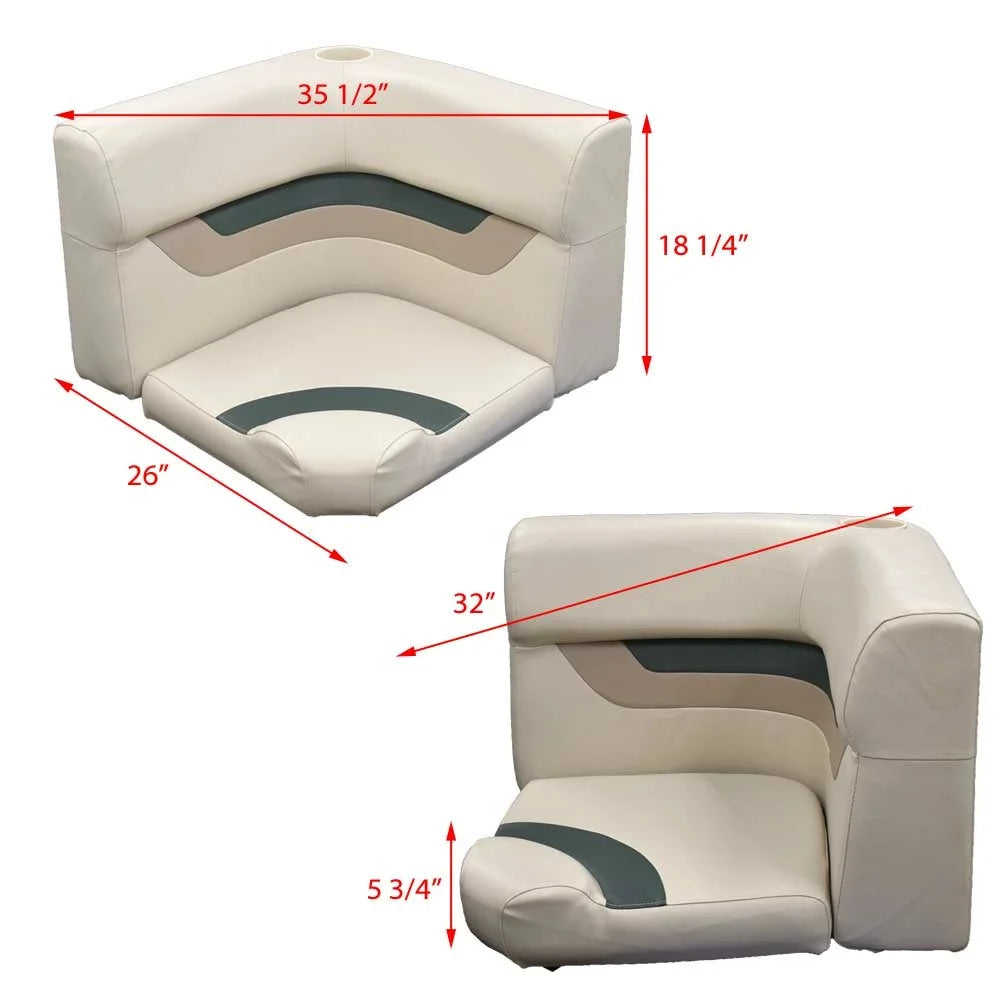 Gray Green Pontoon Boat Seat Corner Cushion E576