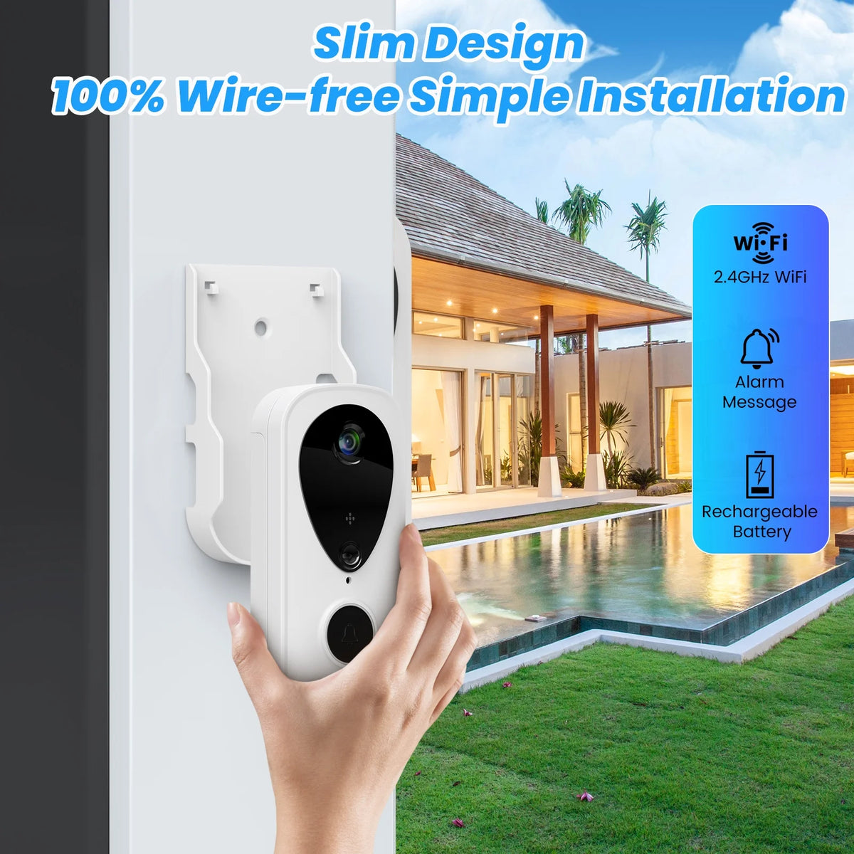 Wireless Video Doorbell with Chime, 2 Way Audio, Night Vision X68032