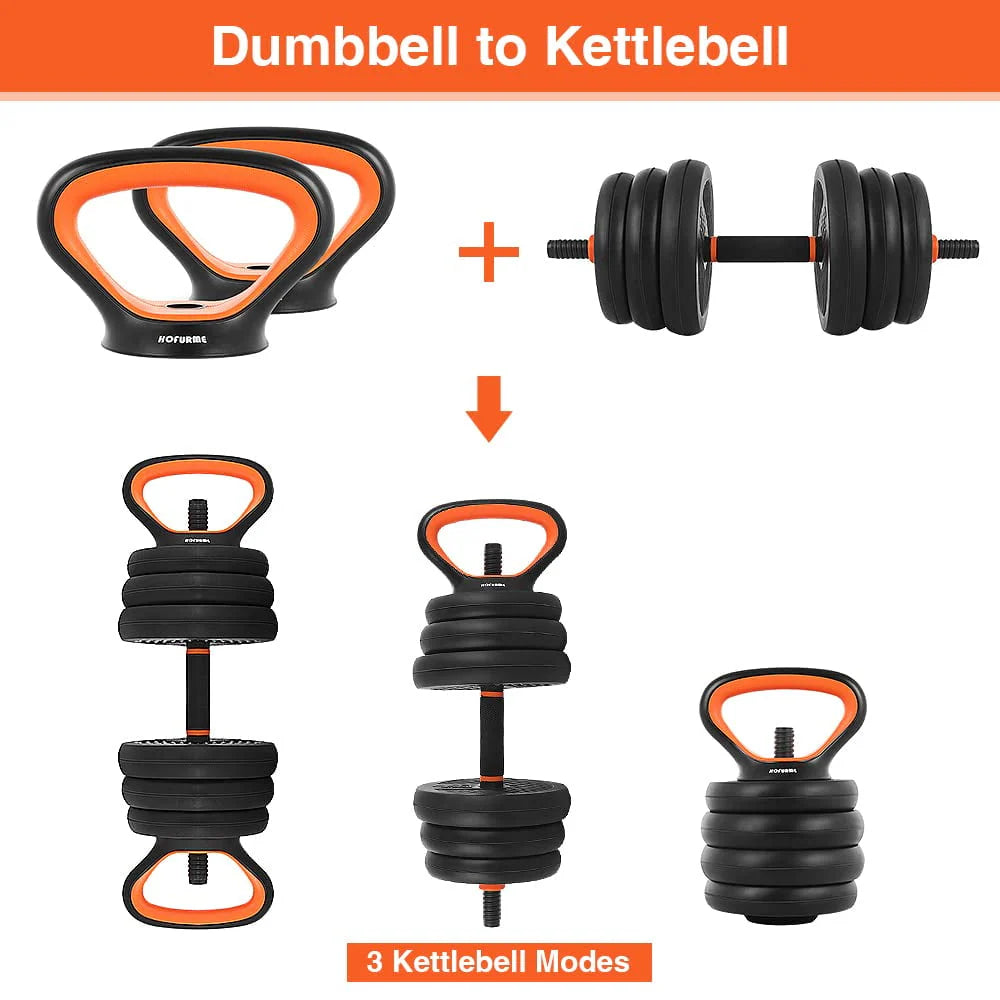 55lb Adjustable Dumbbell, Barbell, and Kettlebell Set T507159