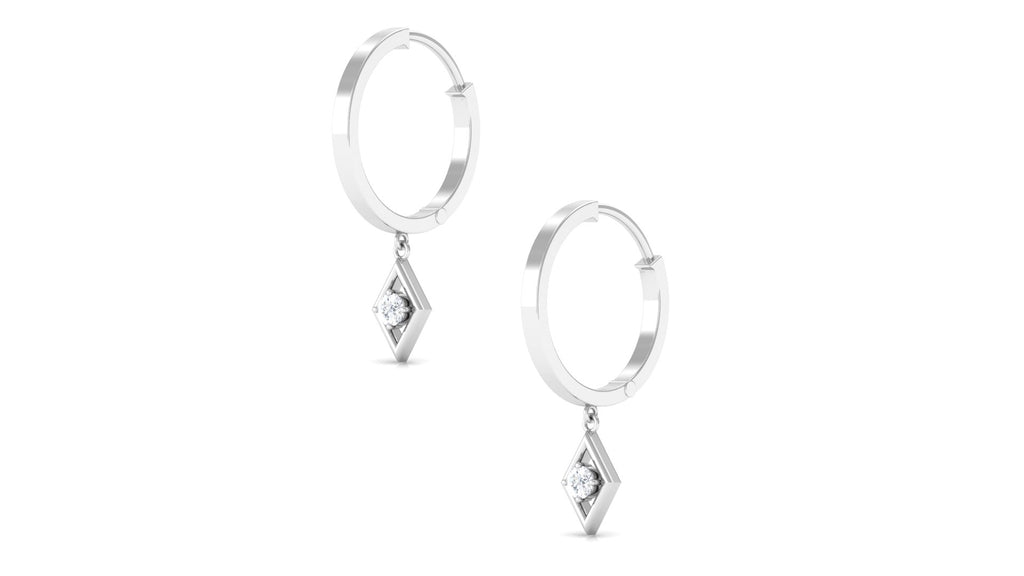 14K White Gold Geometric Hoop Earrings V4298