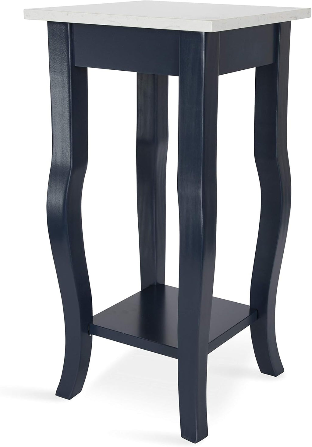 Black Wood Pedestal End Table with Display Shelf M594399