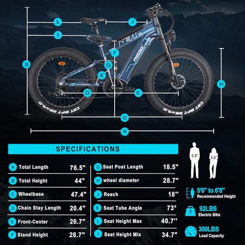 Dual Battery 48V 35AH 2000W 80-155 Miles Electric Bike 26" Fat Tire Full Suspension EBike with Dual Hydraulic Brakes N556647