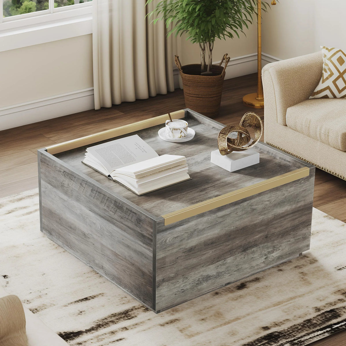 Square Coffee Table with Storage G92685