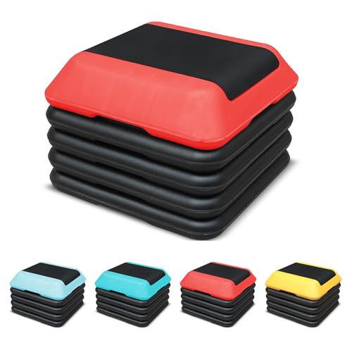 16"x16" Exercise Aerobic Step Platform with 4 Risers, Adjustable Height 4"-6''-8''-10''-12" J349543