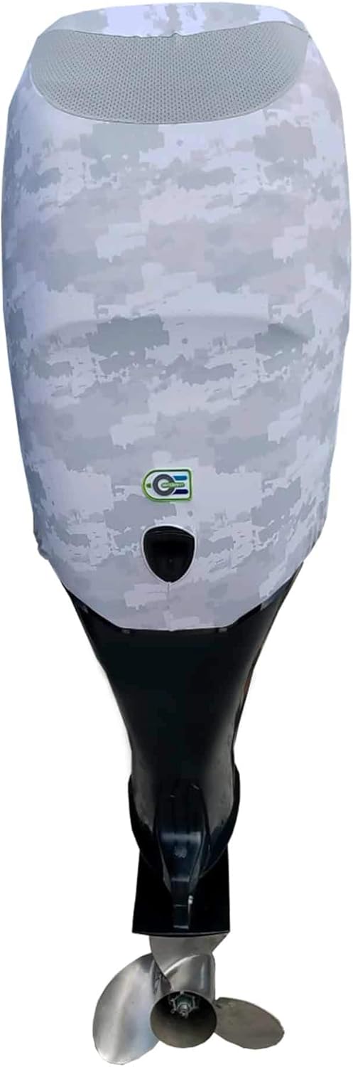 Grey Digital Camo Outboard Motor Cover with Side Vents J32976