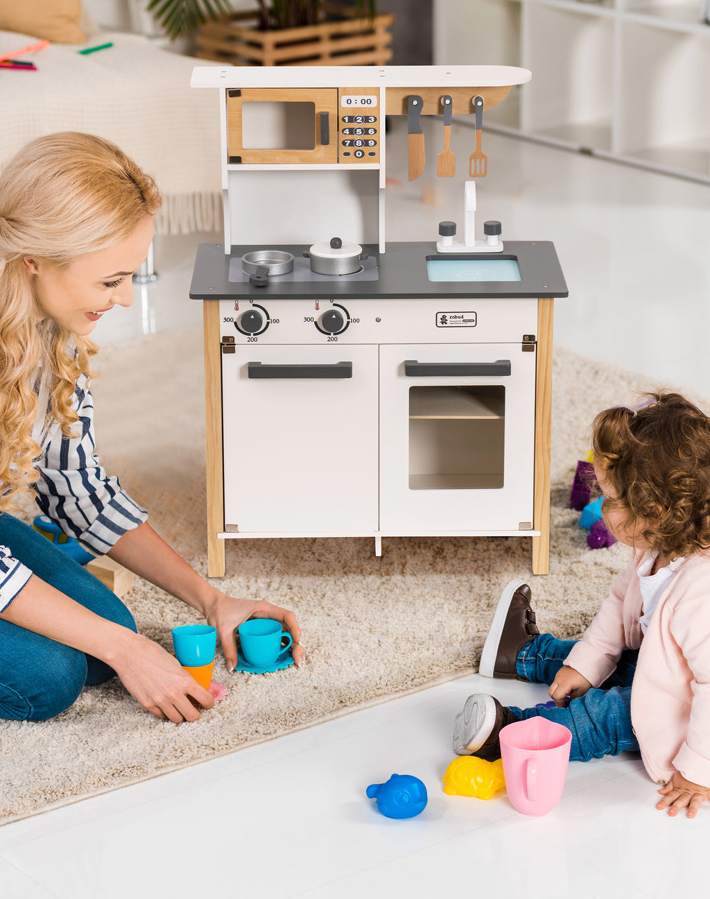 White Pretend Wooden Kitchen Play Set F6305