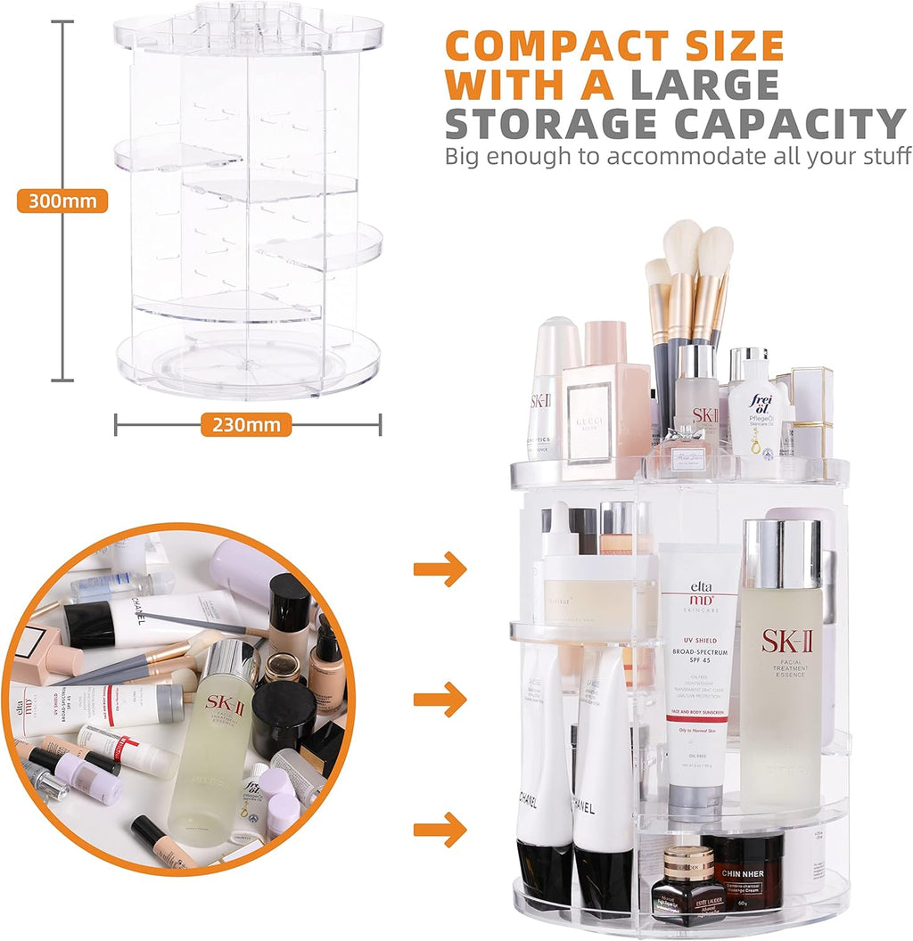 Clear Transparent 8 Layers Spinning Makeup Organizer H3893