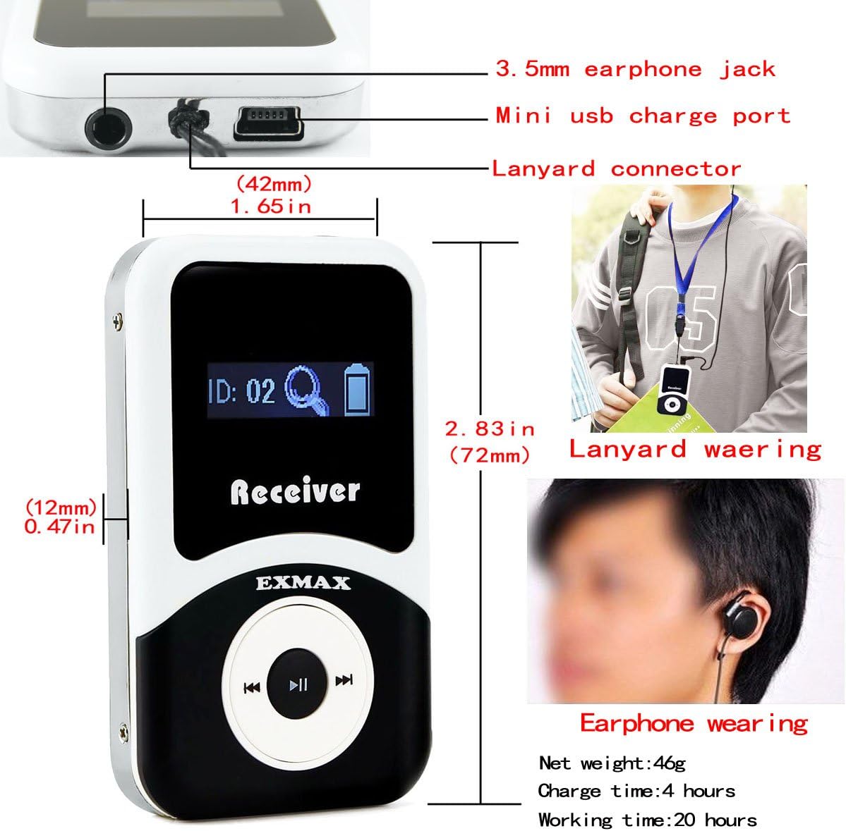 Wireless Tour Guide System Microphone Earphone Headset (1 Transmitter 10 Receivers) Y9801
