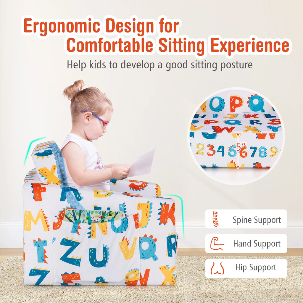 2 in 1 Kids Convertible Sofa Chair Lounger Q936