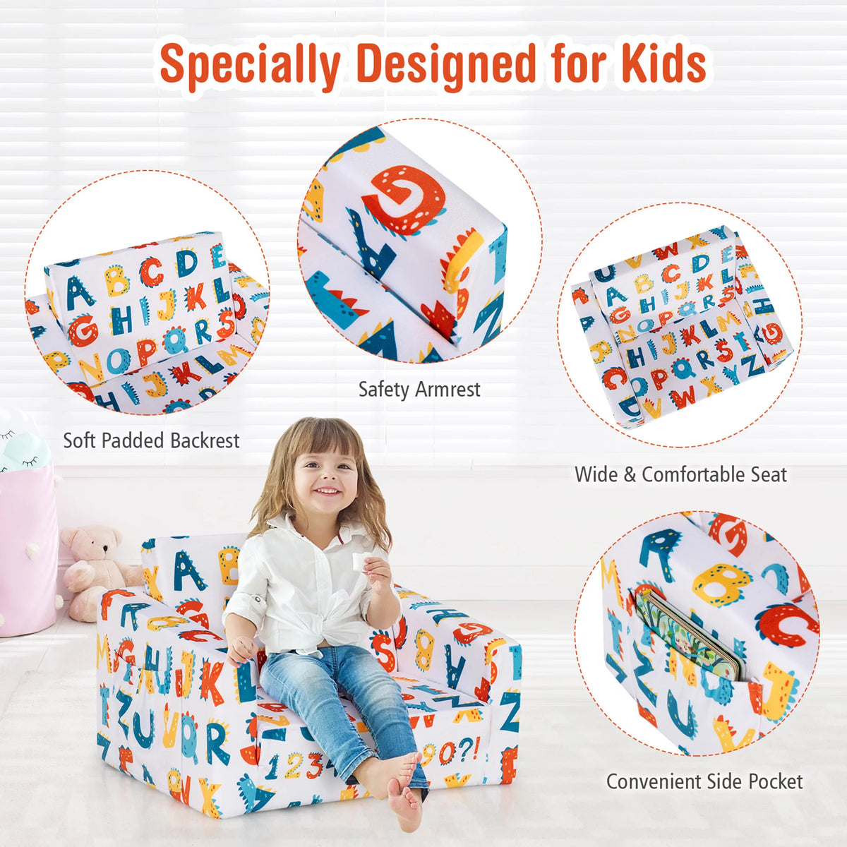 2 in 1 Kids Convertible Sofa Chair Lounger Q936