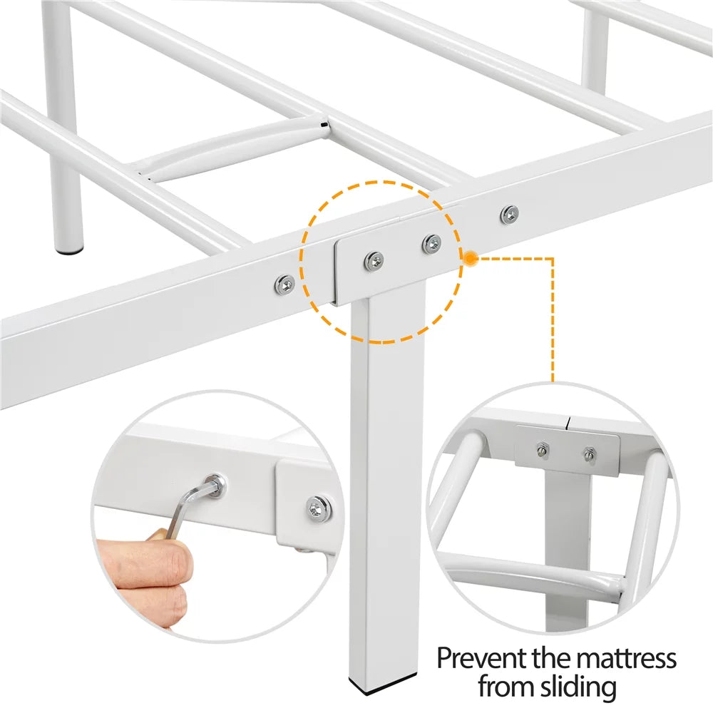 White Metal Canopy Bed Frame with Headboard and Footboard S153049