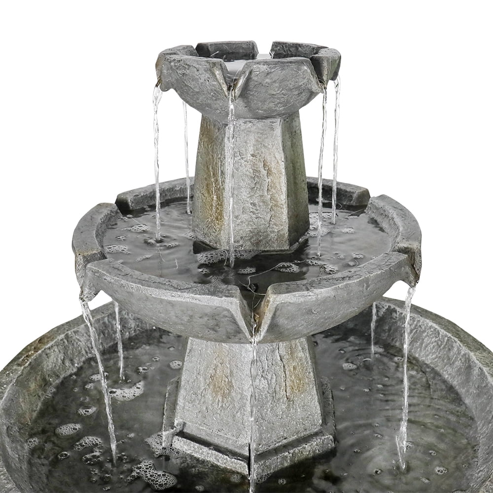 3 Tier Freestanding Waterfall Fountain with Bird Bath X90204