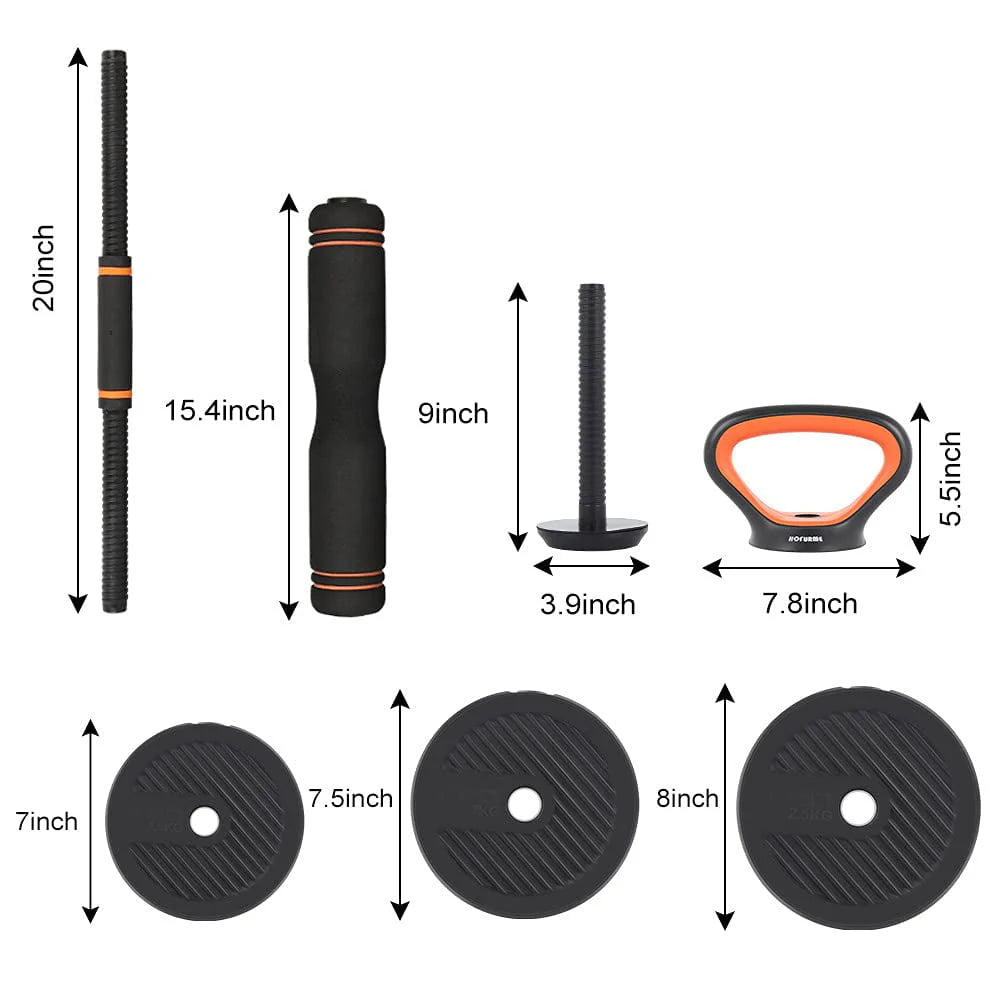 55lb Adjustable Dumbbell, Barbell, and Kettlebell Set T507159