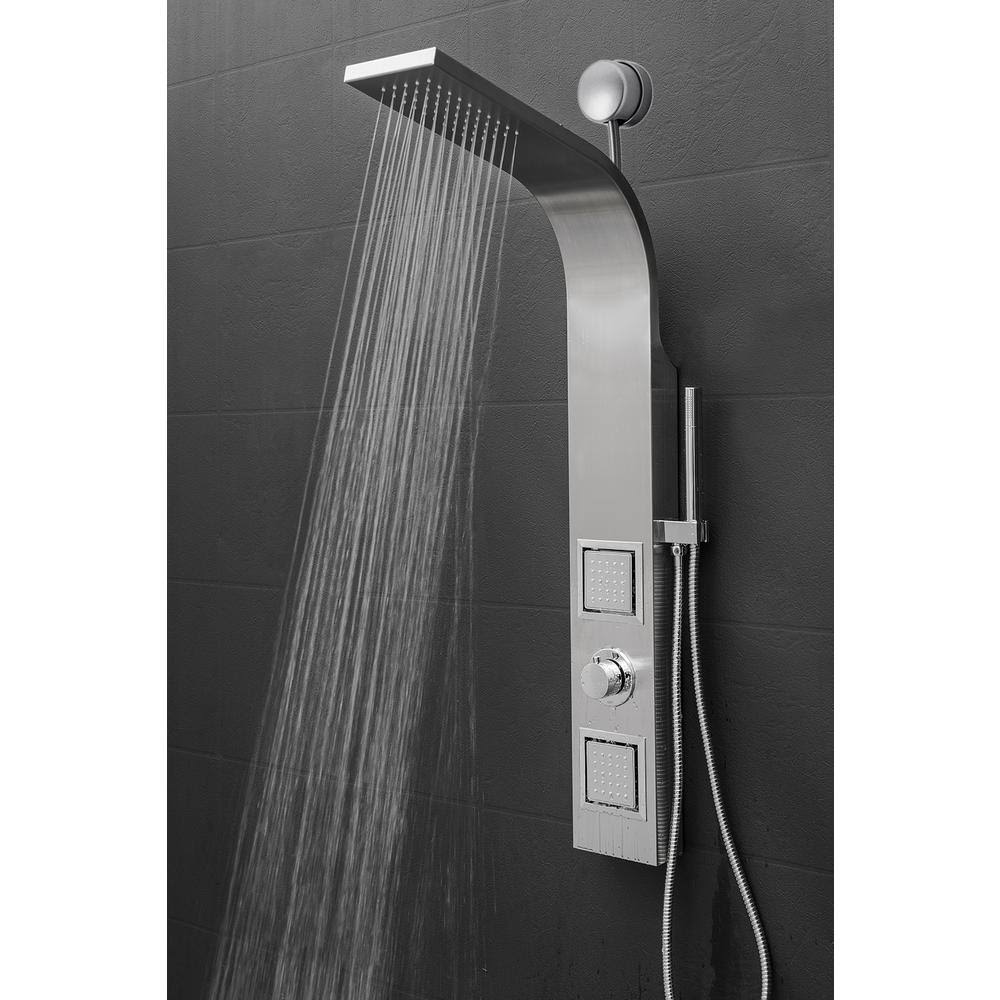 Stainless Steel Shower Panel System with Rainfall Shower Head and Handheld Shower Wand C972