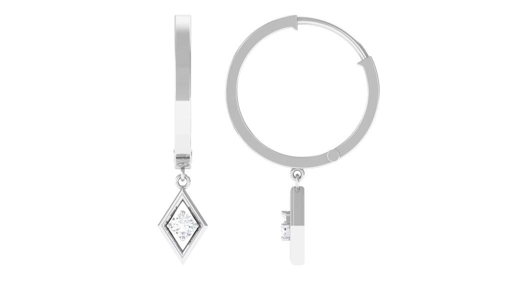 14K White Gold Geometric Hoop Earrings V4298