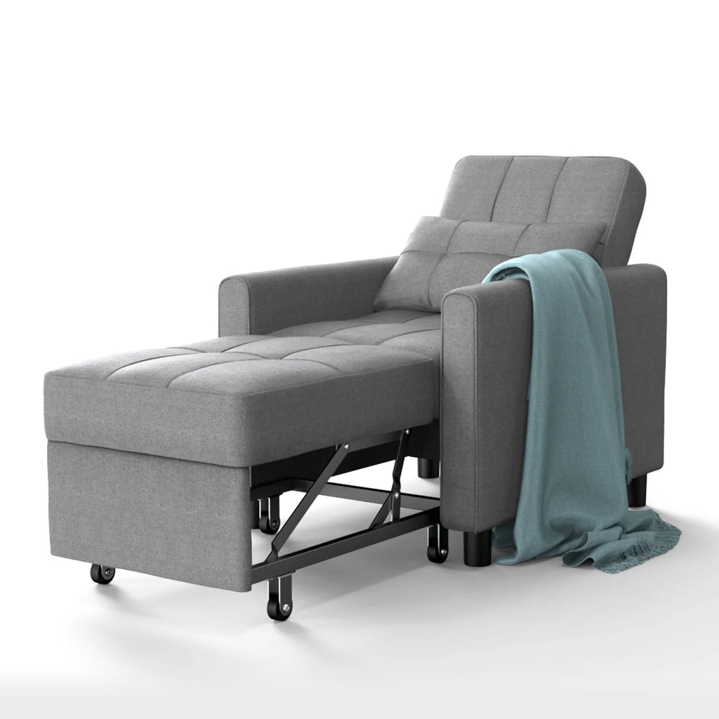 Grey Convertible Chair Single Bed M784